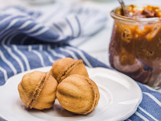 Fresh, fragrant homemade pastries. Close-up, side view. Tasty and healthy eating concept