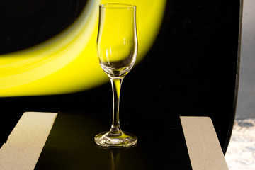 glass of wine on black background