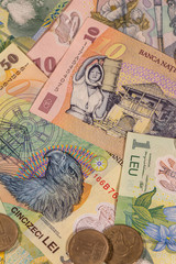 Romanian leu banknotes, RON. Romania, ROU