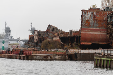 old ship in port