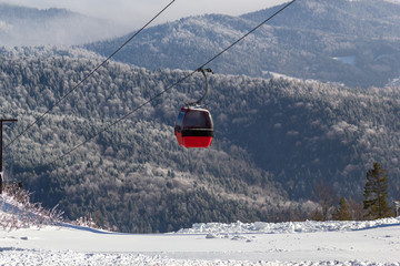 Gondola Lift Jaworzyna Krynicka in winter. Krynica-Zdroj, Poland. © ffolas
