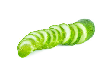Cucumber slices on white background
