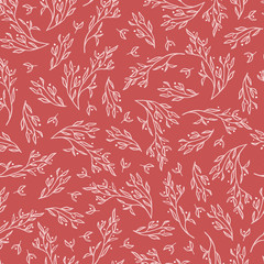 Elegant handgetekend naadloos patroon met bessen en rozenbloemen voor stof, briefpapier, textiel, verpakking en behangontwerp. Leuke handgetekende scandinavische vectorillustratie betegelbare achtergrond