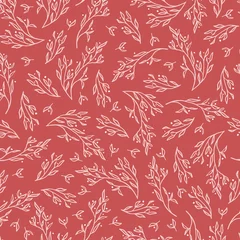  Elegant handgetekend naadloos patroon met bessen en rozenbloemen voor stof, briefpapier, textiel, verpakking en behangontwerp. Leuke handgetekende scandinavische vectorillustratie betegelbare achtergrond © saltoli