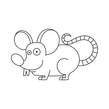 Coloring Book Mouse - Illustration Isolated on White Background