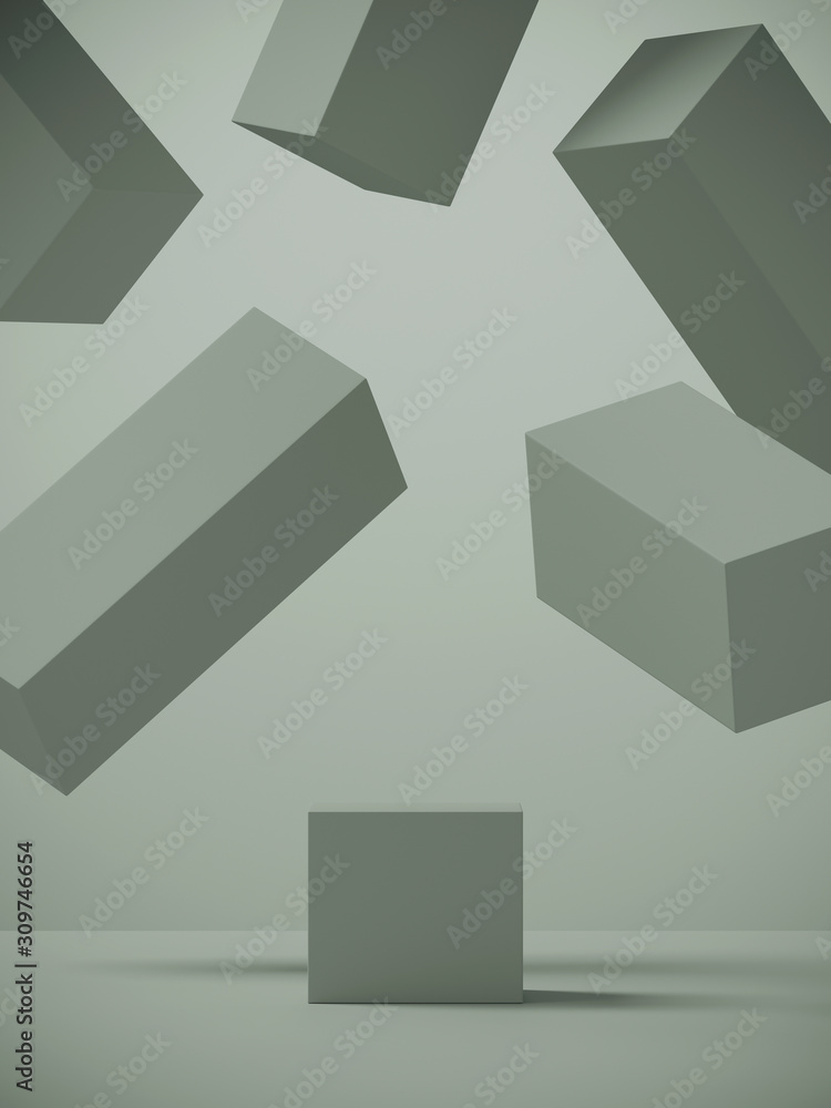 Poster minimal background for branding and packaging presentation. green color geometric podium. 3d renderi