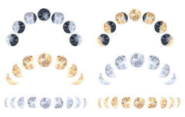 Watercolor lunar eclipse isolated on white background modern space design