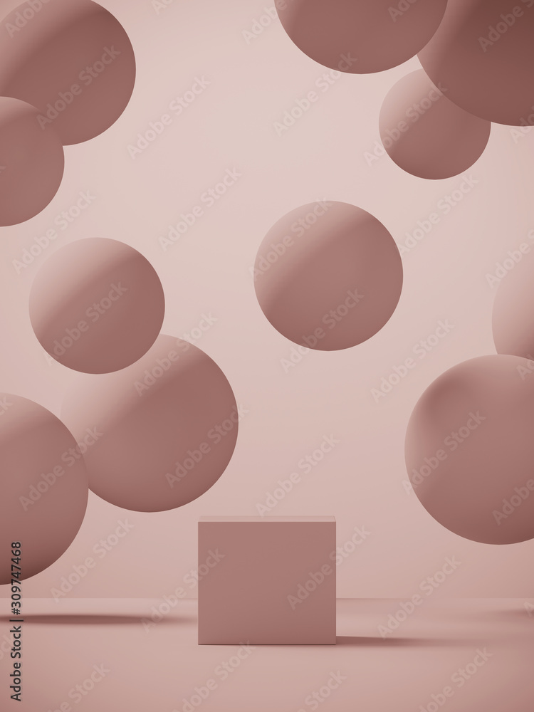 Poster minimal background for branding and packaging presentation. pink color geometric podium. 3d renderin