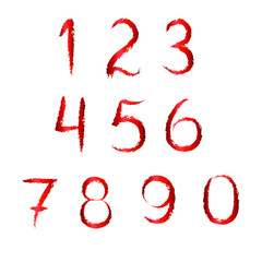 Scary hand-drawn numbers. Red