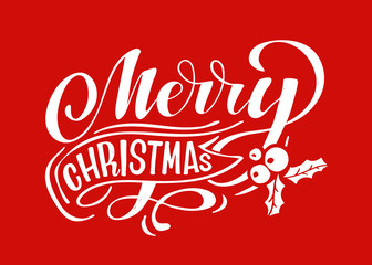Obraz premium Merry Christmas and Happy new Year - cute hand drawn doodle lettering postcard - pattern background template. Winter holidays banner