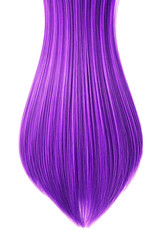 Purple shiny hair on white background, isolated