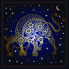 Decorative zodiac sign Taurus. Horoscope and astrology (astronomy)-symbol. Vector illustration.