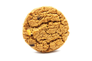 Biscuit with chocolate chip butter,Cashew nut and honey flavored. A stack of crunchy delicious sweet meal and useful cookie. Isolated on white background.