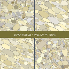 collection of vector seamless texture of sea beach pebbles