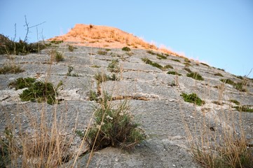 Fototapeta na wymiar The walls of Saint George Castle In Travliata Kefalonia GREECE