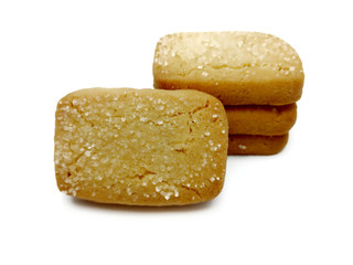 Danish style butter cookies biscuit isolated on white background.
