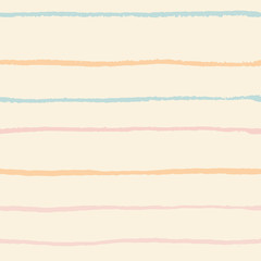 Natural colors horizontal textured lines trendy seamless pattern with hand drawn elements background.