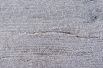 Texture macro of frost on a wooden Board