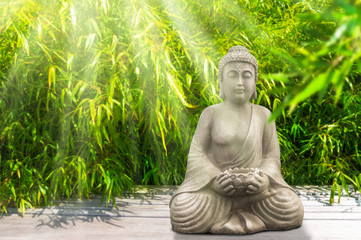 buddha statue im bambusgarten