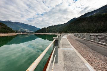 Fototapeta premium Artificial lake of Centro Cadore in the Dolomites
