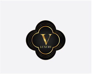 Golden Luxury Letter v logo. Elegant Luxury Logo template in vector for Restaurant, Royalty, Boutique, Cafe, Hotel, wedding, Jewelry, Fashion , emblem, label vector illustration