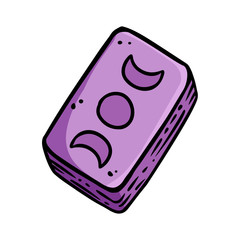 Cute cartoon tarot deck doodle image. Tarot practice logo. Media highlights graphic symbol