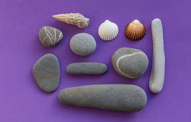 stones on a violet background