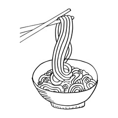 Hand drawn doodle Noodle background