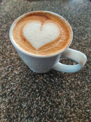 cup of coffee on wooden table