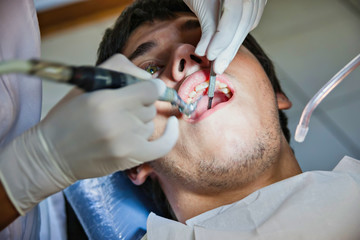 Young man at the dentist