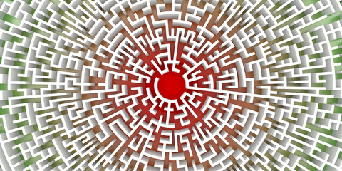 Infinite maze, choices and challenge theme; original 3d rendering illustration