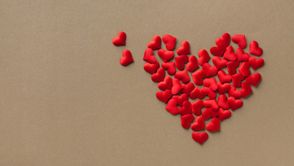 Valentine day banner. Beautiful red heart on golden background. Love concept.