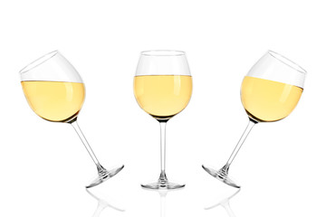 Three full glasses of beleggingen filled with half isolated on white background.