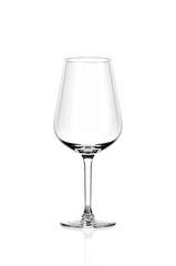 Empty wine glass isolated on white background.
