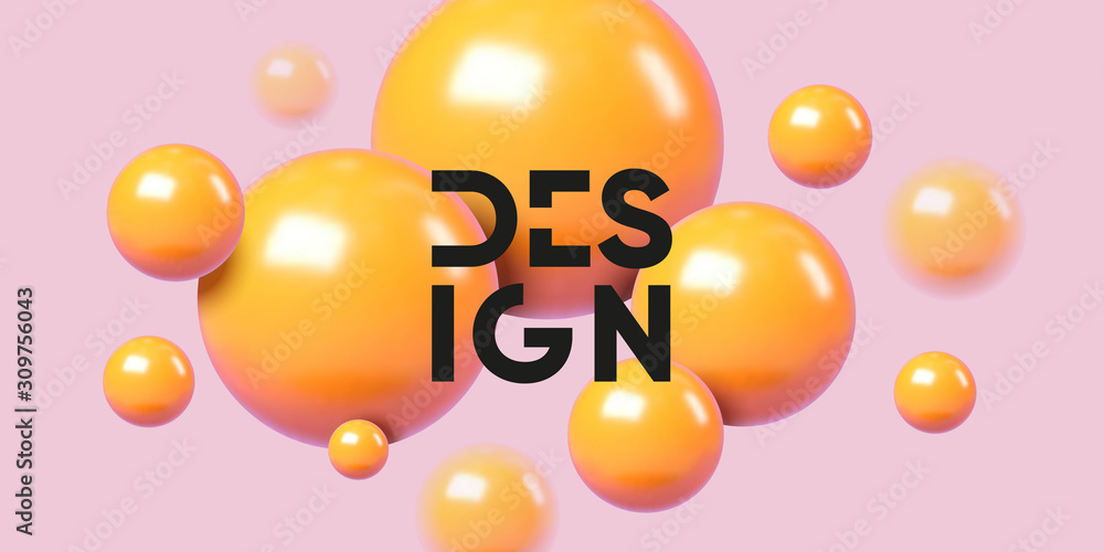 Poster 3d balls composition with blur effect. geometric design elements circle ball pattern. eps10 vector.