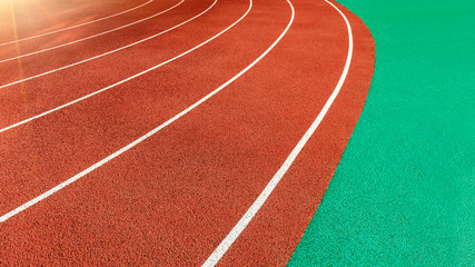 Close-up clean and refreshing red simple rubber runway without people