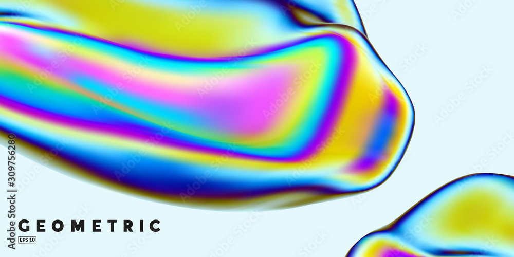 Poster abstract background with thin film interference. glossy shape 3d render. eps10 vector.