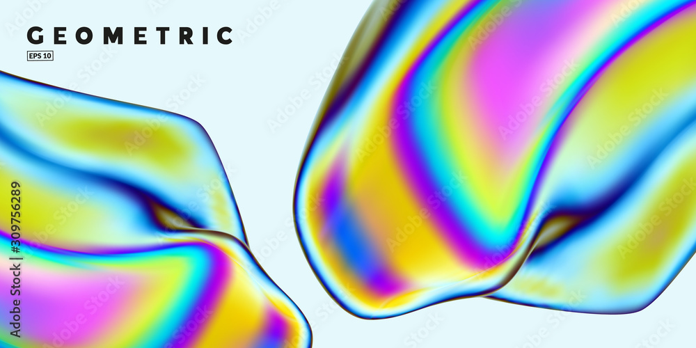 Poster abstract background with thin film interference. glossy shape 3d render. eps10 vector.
