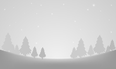 Gray winter landscape, vector art illustration.