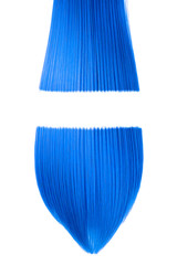 Two half of cuted blue hair, isolated on white background. Space for text