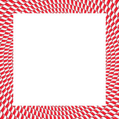 Christmas Candy Frame Isolated on white. Blank xmas Design,  Red And White Twisted Cord. vector Border Square Shape