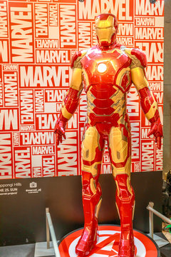 Tokyo, Japan - April 20, 2017: Iron Man Model From Age Of Heroes Movie At Mori Tower, Roppongi Hills Complex, Minato Tokyo. Tony Stark Is A Marvel Character.