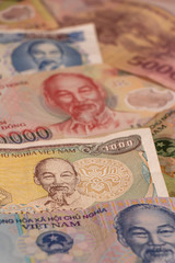 Vietnamese dong, VND banknotes. Vietnam, VN