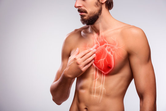 Human heart disease, healthcare and medical concept, man chest pain