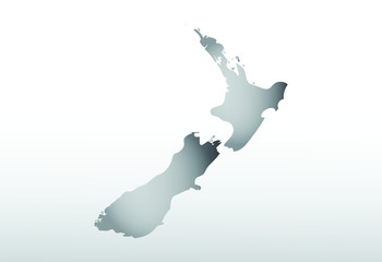 Gray color New Zealand map with dark and light effect vector on light background illustration