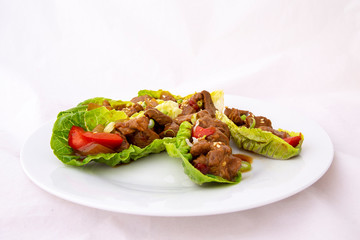 mongolian lamb with lettuce Wrap