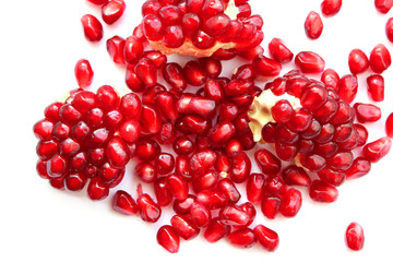 pomegranate seeds isolated on white background