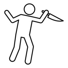 Man knife violence icon. Outline man knife violence vector icon for web design isolated on white background