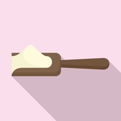 Flour wood spoon icon. Flat illustration of flour wood spoon vector icon for web design