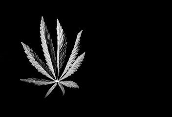 isolated green marijuana leaf on black background and white background